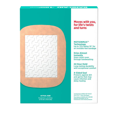 Skin-Flex Adhesive Bandages With MotionMax Technology for Flexible, Skin-Like Fit, Extra Large 7-Count for Minor Cuts and Burns on Box