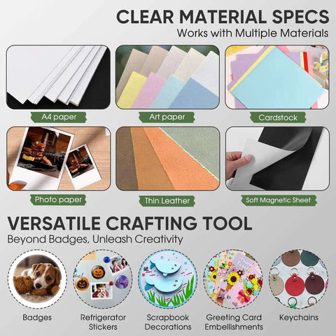 Heavy Duty Button Paper Cutter For 58mm Badges And 69.5mm Round Buttons Rugged Metal Die Cutter material compatibility chart