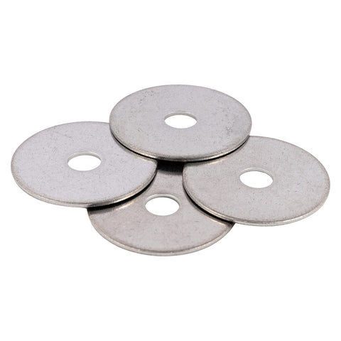 5 stainless fender washers, 1-1/4 in OD with 1/4 in hole, 304 stainless steel