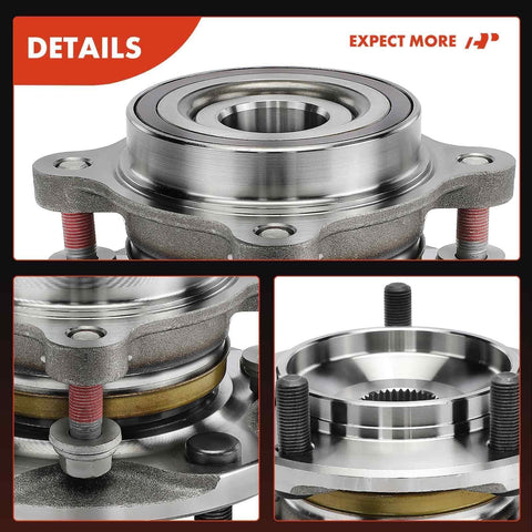 Front Wheel Bearing And Hub Assembly Pair For 4WD Toyota Tundra 2007 Through 2018 And Sequoia 2008 Through 2018 close-up view