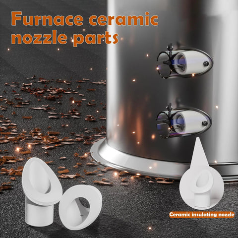 Ceramic insulating furnace nozzle parts, white ceramic nozzles, Amazon brand, set of 2