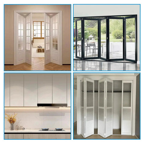 Bifold Door Hardware Repair Kit, 2 Pack For Bi Fold Sliding Closet Doors Replacement with top and bottom pivots, installed view.