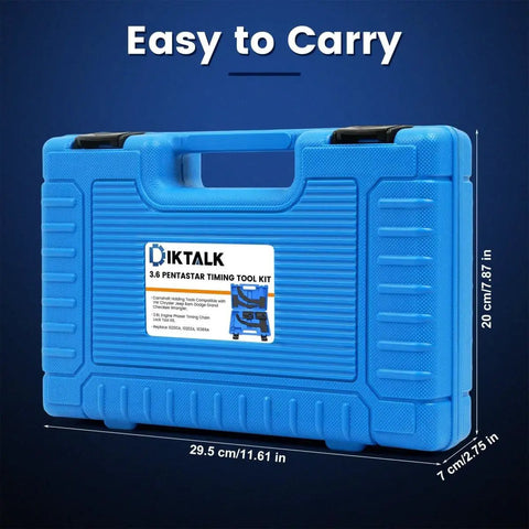 3.6L Pentastar Timing Tool Kit for Chrysler, Dodge, Jeep, and Ram in a blue carrying case with handle