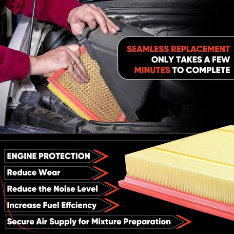 Engine Air Filter Replacement For Ford Expedition F150 F250 F350 And Lincoln Navigator 2007 To 2021 being installed under the hood.