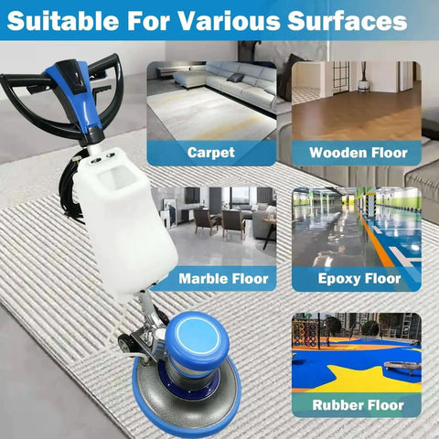 Pro Grade Heavy Duty 17 Inch Floor Polisher And Buffer Machine With 3 Gallon Tank 3 Brush Heads 175 RPM on various floors