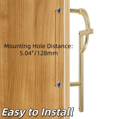 Gold Brushed Half Moon Cabinet Pulls 7.17 Inch Long 1.97 Inch Wide 0.98 Inch High With 5.04 Inch Center Mounting Hole Distance installation guide