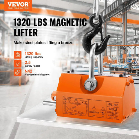 1320 Lb Permanent Magnetic Lifter With Release 2.5 Safety Heavy Duty Magnet in industrial setting