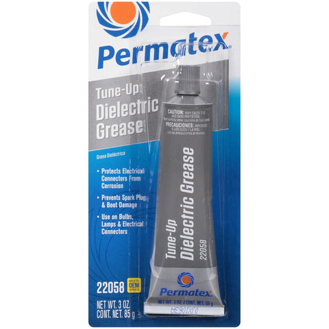 Permatex dielectric tune-up grease, 3 oz tube for electrical connections protection, gray tube in blue packaging