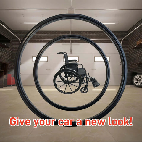 Universal 24 Inch No Flat Polyurethane Wheelchair Tires Pair With Mounting Tools And Straps Included Fits Nine Spoke 24 Inch Plastic Wheels From All Brands