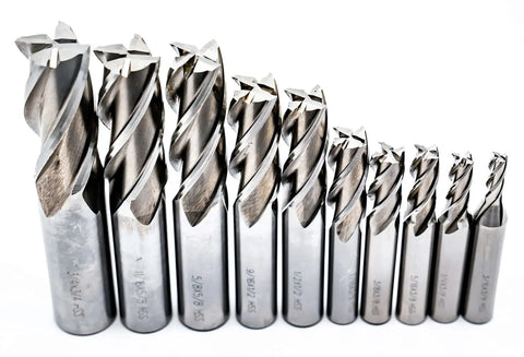 Premium HSS End Mill Set With 20 Pieces Two Flute And Four Flute In A Durable Plastic Case Sizes Three Sixteenth To Three Quarter Inch