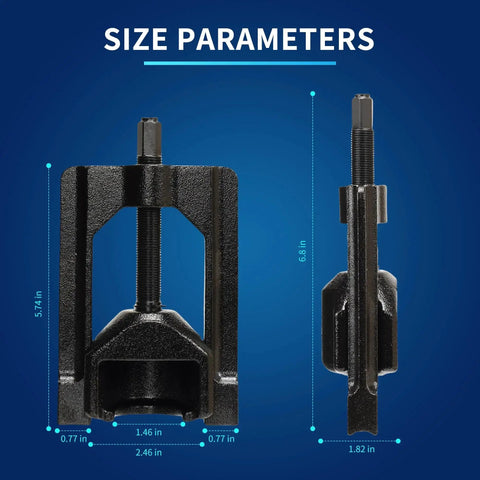 Front and side view of U Joint Puller Universal Joint Extractor For Automotive And Trucks Class 1 3 with size measurements.