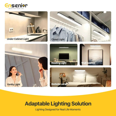 Motion Sensor Light Bar With Rechargeable Battery, Dimmable Under Cabinet Lighting, and Wireless Magnetic Stick On Closet Lights