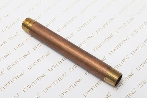Red Brass Pipe Nipple 3/4 Inch NPT Male 8 Inch Long Nipple For Plumbing And Water Supply Durable Brass Fitting