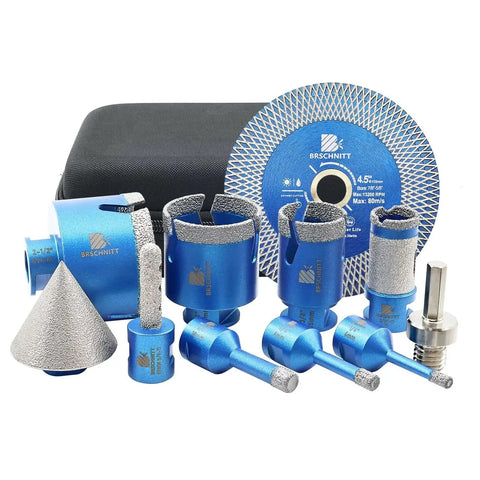 Tile Hole Saw Kit With Diamond Core Bits For Porcelain Ceramic Marble And Granite Tiles Pro Grade Drill Set