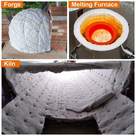 Ceramic fiber insulation blanket, 24x8x1 in, white; fireproof up to 2700°F for forge, kiln, furnace