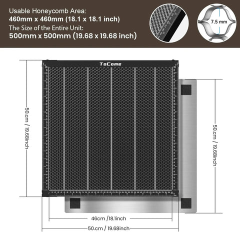Heavy Duty Steel Honeycomb Laser Bed 500x500x22mm With Magnetic Hold Down For D1 D1 Pro Falcon 2 And Most Laser Engravers