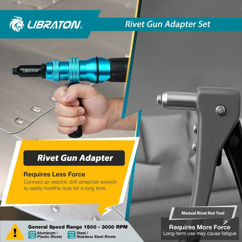 Drill To Rivet Gun Adapter For Electric Drill Turn Your Drill Into A Pop Riveter With A Grip And Vertical Handle No Pneumatic Tool Needed DIY Friendly Fits Three Thirty Second One Eighth Five Thirty Second And Three Sixteenth Inch Rivets