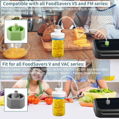 Upgraded Mason Jar Canning Sealer Kit With Hoses For FoodSaver Vacuum Sealers Must Have For Home Canning Wide Mouth And Regular Mouth Jars Includes 3 Connectors Easy Seal System White