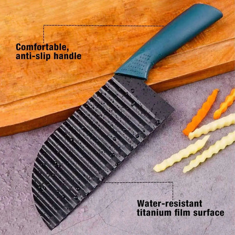 Crinkle Cutter Knife With Peeler For Veggies And Fruit Wave Blade Stainless Steel Kitchen Cutter With Ergonomic Handle Rustproof Durable Fry Cutter Set Of 3