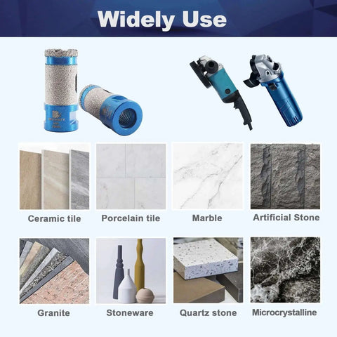 Two In One Diamond Core Drill Bit For One And Three Eighths Inch Holes, Finger Milling Bit with angle grinders and tile samples