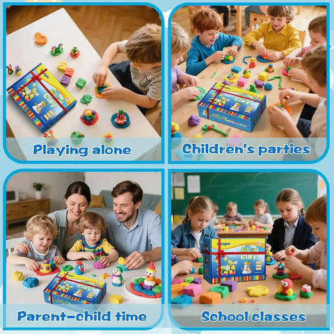 Air Dry Clay Kit For Kids With 158 Colors And Sculpting Tools used in different play settings with children.