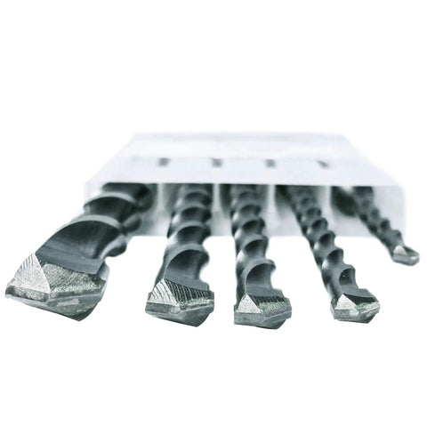 Aggressive Concrete Drilling With A 5 Piece SDS Plus Bit Set For Rotary Hammers Makita Carbide Tipped Bits Close-Up View