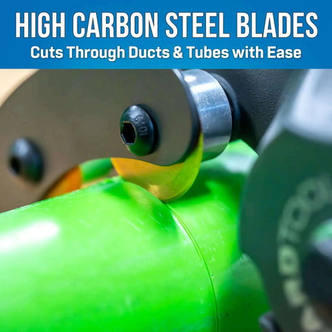 Rotary Duct And Tube Cutter For Large HDPE Ducts And Fiber Optic Lines Cuts 36 To 52 Millimeters With A Two Inch Maximum And Heavy Duty High Carbon Steel Blades For Clean Ringing