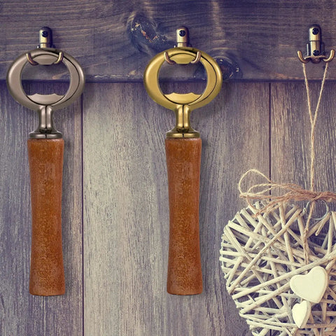 Antique Style Stainless Steel Bottle Opener Inserts Kit 10 Pieces For Wedding And Party Wine Gift DIY Projects Craft Wood Turning With Five Color Options And Blank Opener Inserts shown installed on wooden handles