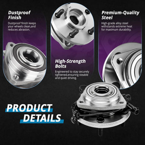 Beefed Up Front Wheel Hub Bearing Assembly For 2007 To 2016 Jeep Wrangler 5 Lug Front 4WD ABS Sensor 3 Bolt Triangular Flange