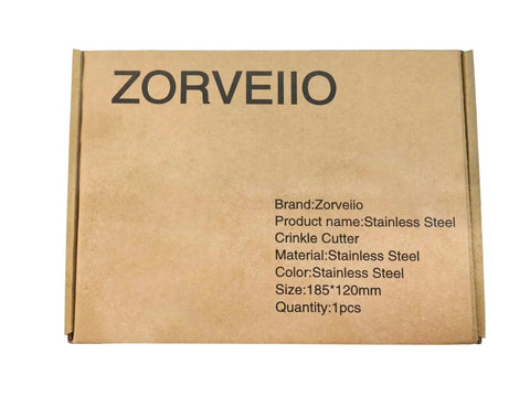 Cardboard packaging for Stainless Steel Crinkle Cutter For Vegetables And Fruits, Wavy Chopper Knife With Wood Handle, Zorveiio brand