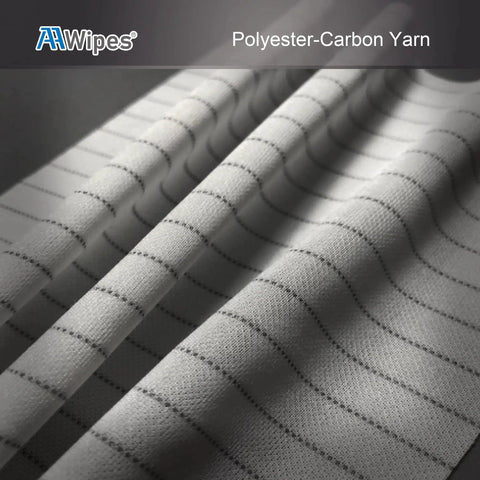 Close-up of Anti Static Cleanroom Wipe Cloths 4x4 Pack Of 400 Static Dissipative Polyester showing polyester-carbon yarn pattern
