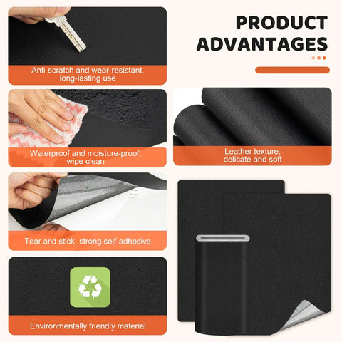 Heavy Duty Leather Repair Patch Kit Gecyfit 10 By 160 Cm Black Adhesive Upholstery Tape showcasing product benefits and features.