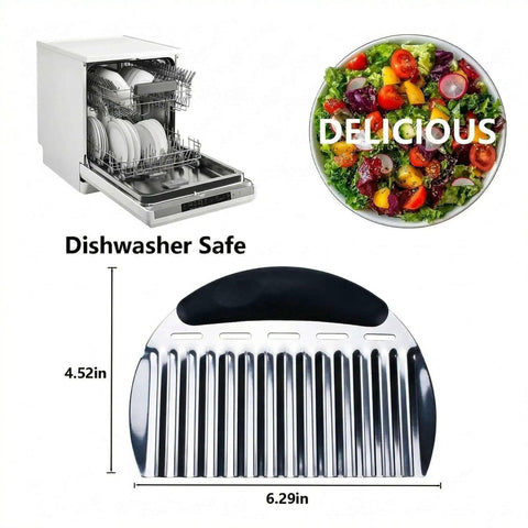 Two Piece Stainless Steel Crinkle Cutter And French Fry Cutter Set Heavy Duty Wavy Potato Slicer dishwasher safe with salad