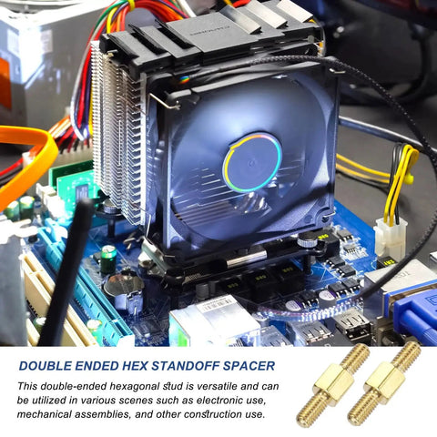 Copper Double Ended Stud M3x6 5 6mm Male To Male Left Right Hand Thread in a computer assembly