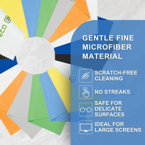 Microfiber Cleaning Cloth Pack 5.5x3 Lens Wipes For Glasses Cameras Phones displayed with material features