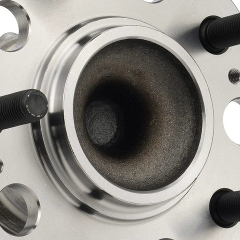 Close-up of Rear Wheel Hub Bearing Assembly 512437 Solid Fit for Hyundai Sonata, Kia Optima, showing metal structure and bolt holes.