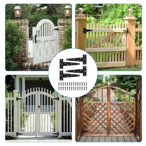 4 Pack 5 Inch T Strap Hinges Heavy Duty Outdoor Gate Hinges Black For Wood Fences Barn Doors Sheds And Gates Premium Iron Hardware