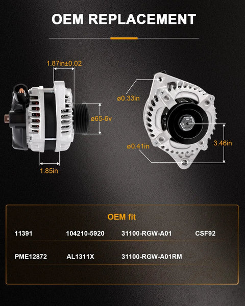 Beast Mode Alternator Replacement for Honda Odyssey 2008 2010 and Acura TSX TL RL ZDX 2009 2014 Fits OEM 11391 31100 RGW A01 RM
