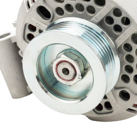 Close-up of New Heavy-Duty 95Amp 12V Alternator With 6-Groove CW Pulley For Ford Ranger F-150 Escort Explorer Mazda