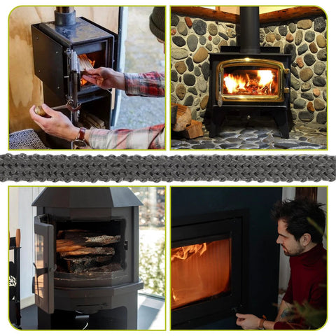 LXUEJIE 2 rolls fireplace tape seal, self-adhesive fiberglass rope gasket, 79 x 0.4 in for stoves and fireplaces