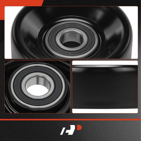Heavy Duty Belt Idler Pulley Replacement For Jeep Grand Cherokee Grand Wagoneer And Dodge Ram 1500 2500 3500 Van Durango Dakota Viper And Ramcharger B Series D Series Fitment Direct Replacement With Easy Install And Long Lasting Performance, close-up view