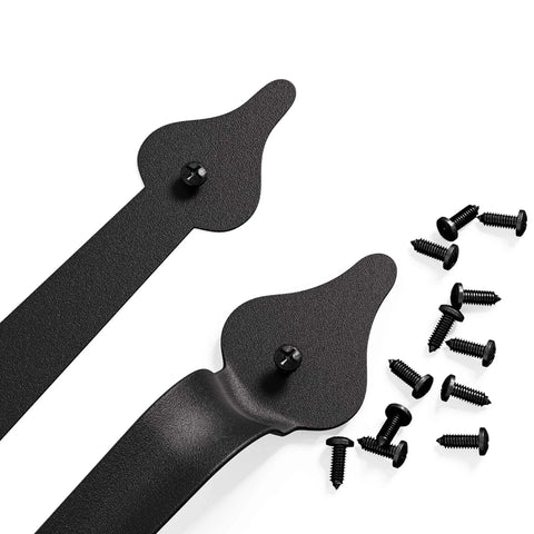 Decorative Carriage House Style Garage Door Hardware Kit With 8 Hinges And 4 Handles For Two Car Garages Screw Mounted In Black Matte Steel