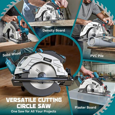 Cordless Circular Saw With Laser Guide By Ecarke For Makita 18V Batteries Bare Tool 7-1/4 Inch Blade 5000 RPM used on various materials
