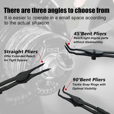 14 Piece Snap Ring Pliers Set With Internal And External Circlips Pliers Including 45 Degree Bent 90 Degree Bent And Straight Pliers