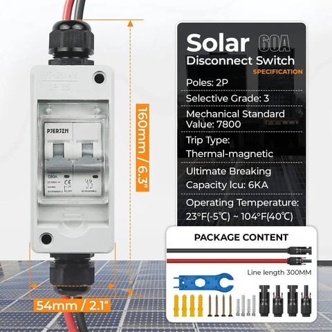 Solar Panel Disconnect Switch 1000V 60A Outdoor PV Breaker IP65 For Home Solar Systems And Battery Storage Built To Last.