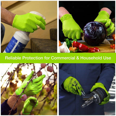 Green Nitrile Disposable Gloves With Raised Diamond Grip For Mechanics Large in various usage scenarios