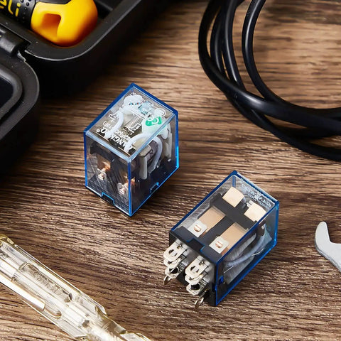Four Pack DC 12V General Purpose Relays, 8 Pin DPDT Electromagnetic Power Relay, 10A, Plug In Design for DIY and Industrial Use