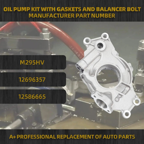 High Volume M29-5HV Beefed Up Oil Pump Kit for GM Vortec V8 Engines showing pump design and gaskets included