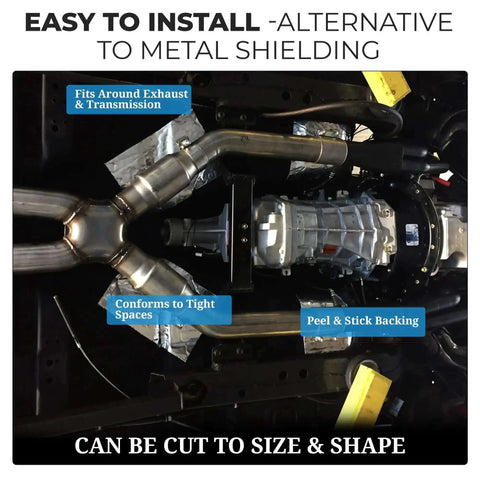 Thermal Block Automotive Heat Shield 12 By 24 Inches Peel And Stick Reflective Radiant Heat Barrier installed under car