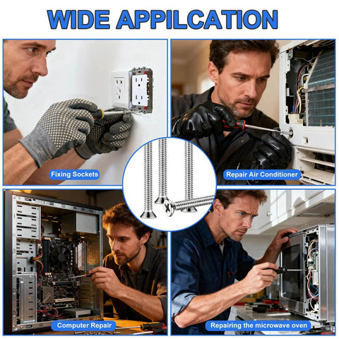Wide application of Extra Long 6-32 Stainless Steel Outlet Screws - 30 Pieces Phillips Flat Head Machine Screws for various repairs.